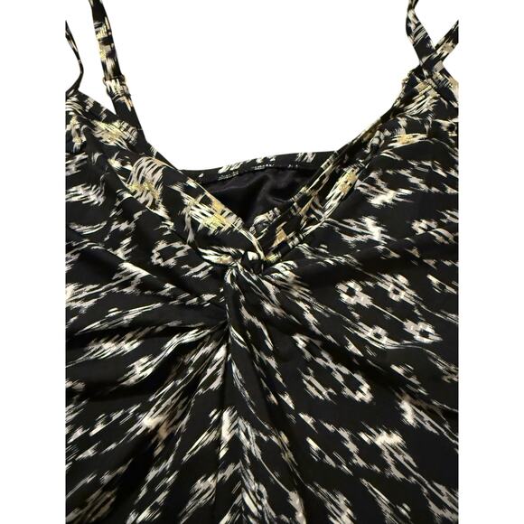 Miraclesuit Labyrinth Knot Tankini Top Black White Ikat Print Women Size 16 Swim - Picture 3 of 8